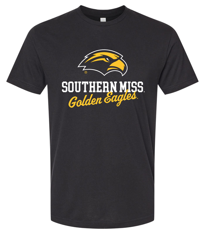 Southern Mississippi Golden Eagles Officially Licensed Unisex Cotton T-Shirt – Large Front Script Design (Small)