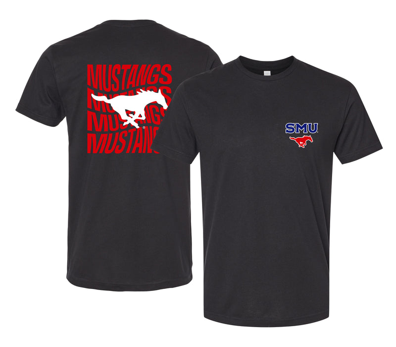Southern Methodist University Officially Licensed Unisex T-Shirt – Left Chest and Large Back Ripple Design