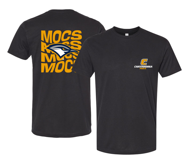University of Tennessee at Chattanooga Officially Licensed Unisex T-Shirt – Left Chest and Large Back Ripple Design