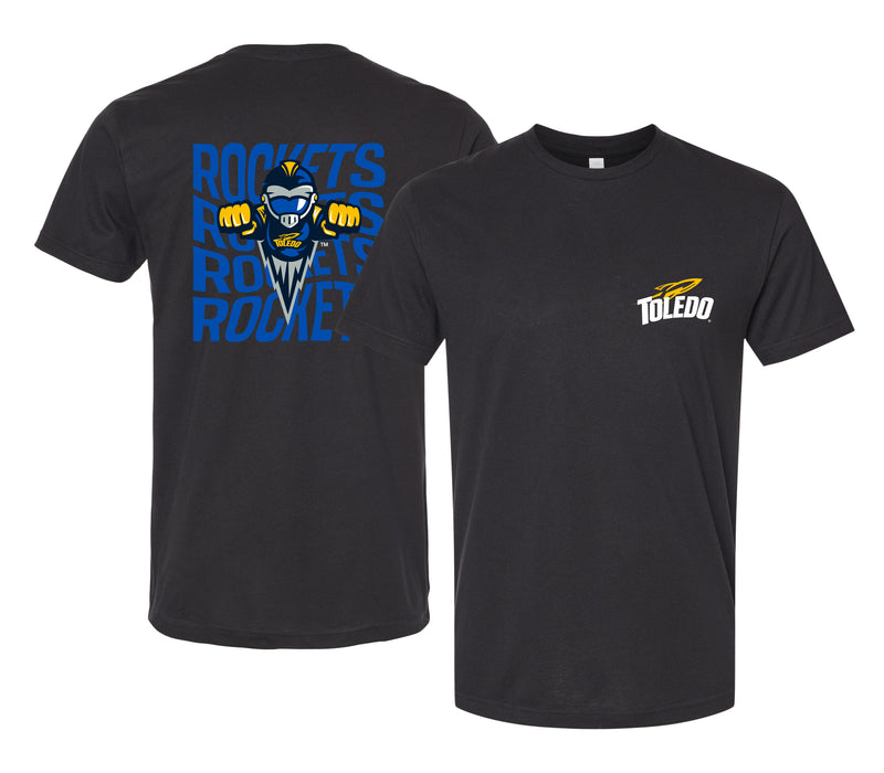 Toledo Rockets Officially Licensed Unisex T-Shirt – Left Chest and Large Back Ripple Design