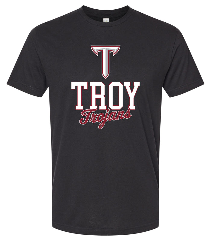 Troy University Officially Licensed Unisex Cotton T-Shirt – Large Front Script Design (Small)