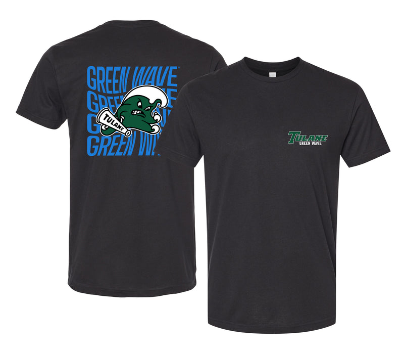 Tulane University Green Wave Officially Licensed Unisex T-Shirt – Left Chest and Large Back Ripple Design