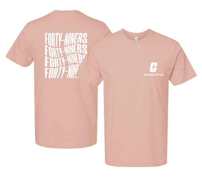 North Carolina Charlotte Forty-Niners Officially Licensed Unisex Cotton T-Shirt – Left Chest and Large Back Ripple Design S