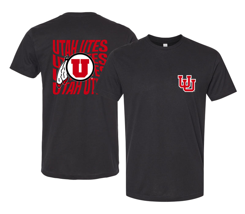 Utah Utes Officially Licensed Unisex T-Shirt – Left Chest and Large Back Ripple Design