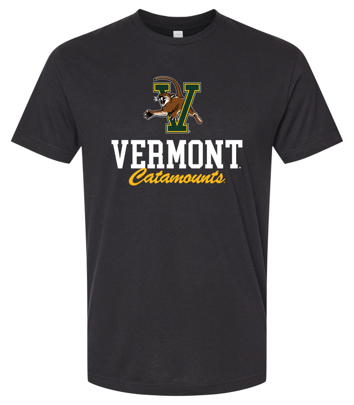 Vermont Catamounts Officially Licensed Unisex Cotton T-Shirt – Large Front Script Design XS