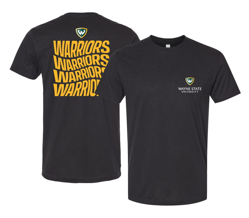 Wayne State Officially Licensed Unisex T-Shirt – Left Chest and Large Back Ripple Design