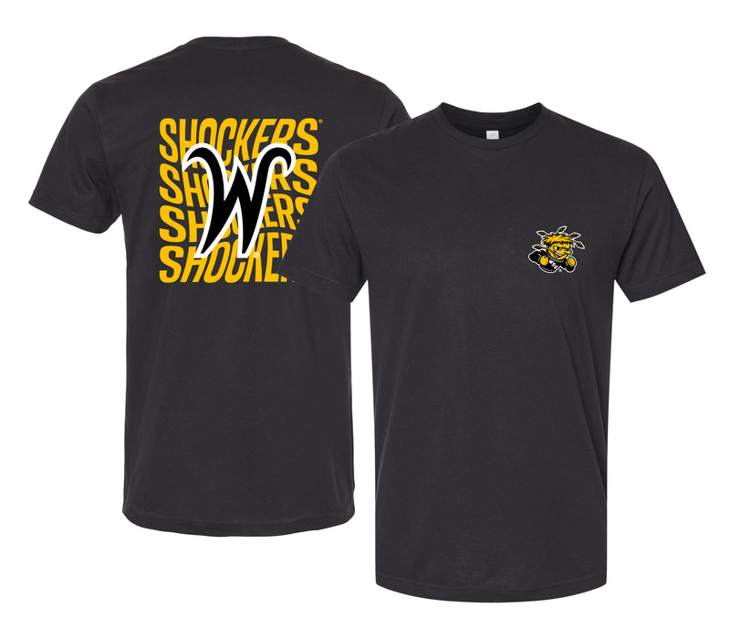 Wichita State Shockers Officially Licensed Unisex T-Shirt – Left Chest and Large Back Ripple Design