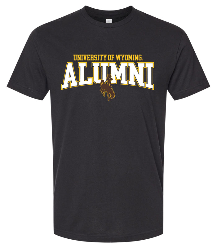 University of Wyoming Officially Licensed Unisex Cotton T-Shirt – Large Front Alumni Design