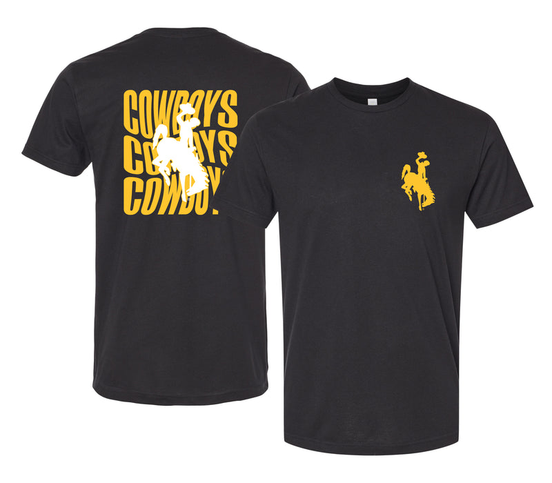 University of Wyoming Officially Licensed Unisex T-Shirt – Left Chest and Large Back Ripple Design