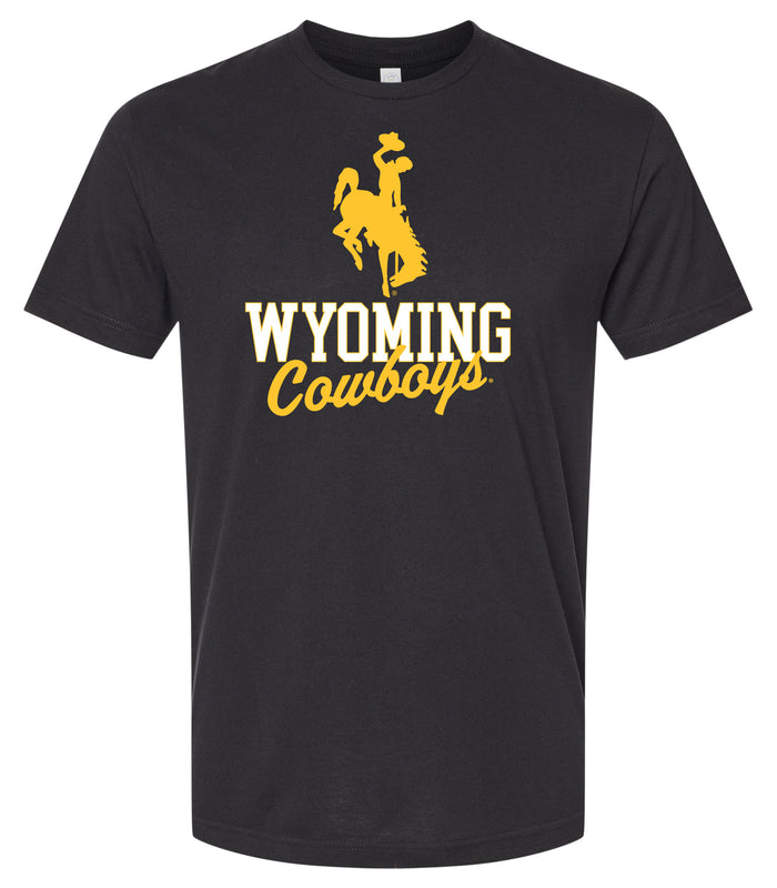 University of Wyoming Officially Licensed Unisex Cotton T-Shirt – Large Front Script Design