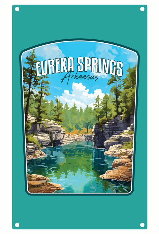 Eureka Springs Arkansas Natural Springs Design Souvenir Metal Sign 9 x 15