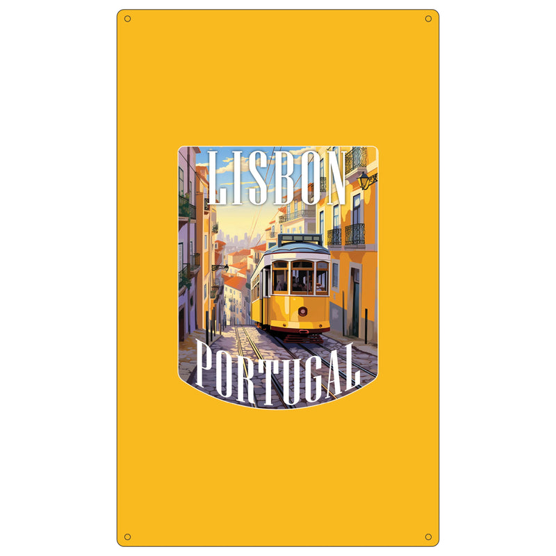 Lisbon Portugal Design A Souvenir Metal Sign 9 x 15