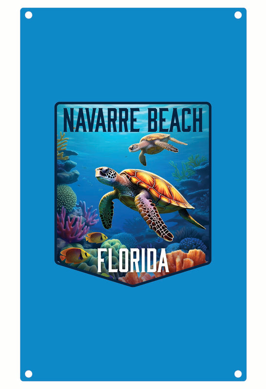 Navarre Beach Florida Underwater Turtle Design Souvenir Metal Sign 9 x 15