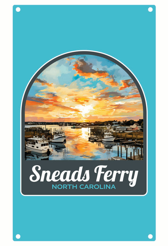 Sneads Ferry North Carolina Sunset over Bay Design Souvenir Metal Sign 9 x 15