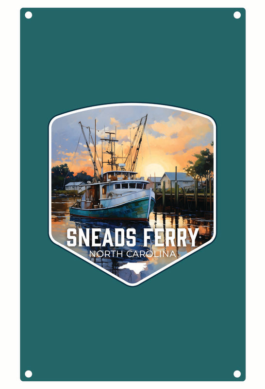 Sneads Ferry North Carolina Shrimp Boat Design Souvenir Metal Sign 9 x 15