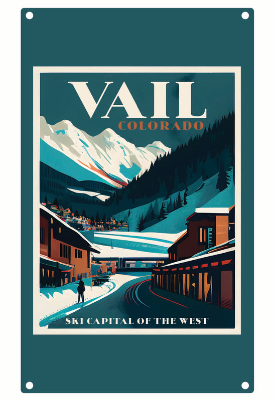 Vail Colorado Design B Souvenir Metal Sign 9 x 15