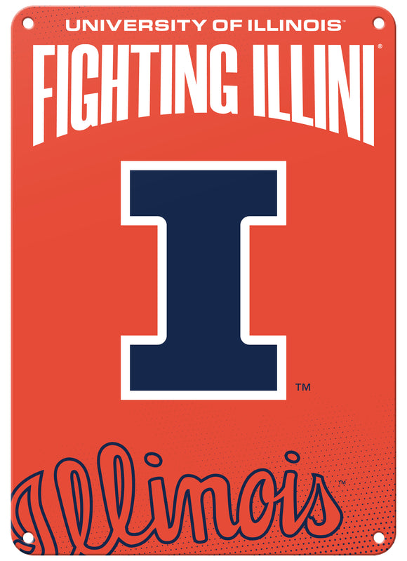 Illinois Fighting Illini Officially Licensed College Wall Décor Metal Sign – Select Your Size 7 x 10-Inches