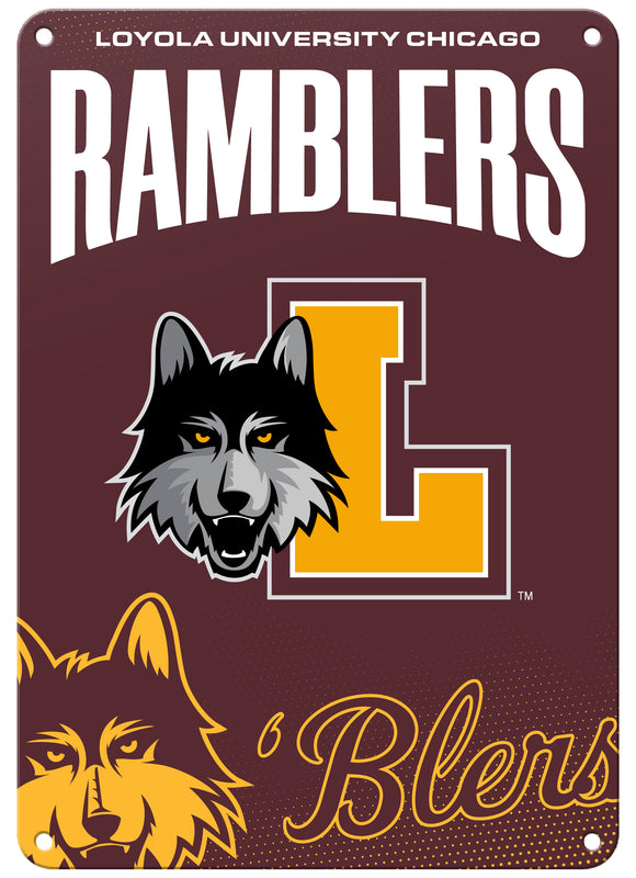 Loyola University Ramblers Officially Licensed College Wall Décor Metal Sign – Select Your Size 7 x 10-Inches
