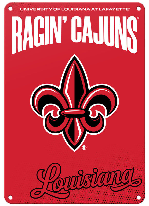 Louisiana at Lafayette Ragin' Cajuns Officially Licensed College Wall Décor Metal Sign – Select Your Size 7 x 10-Inches