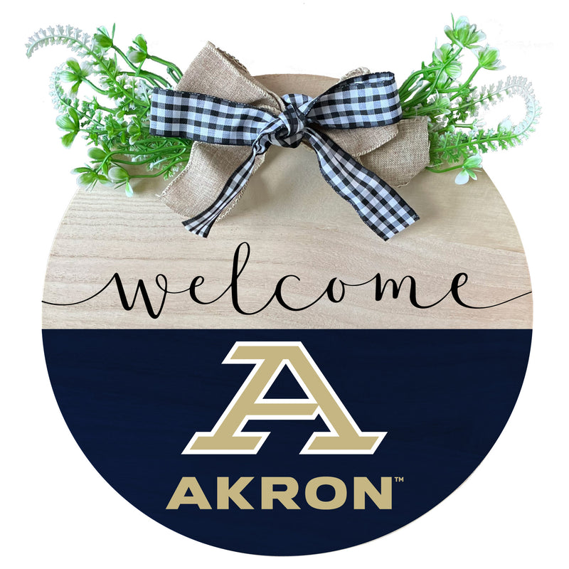Akron Zips Wooden Wreath Welcome Sign Officially Licensed Collegiate Product Single