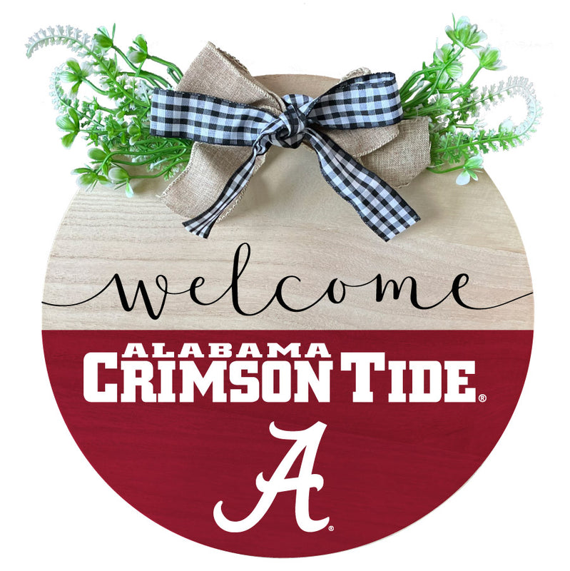Alabama Crimson Tide Wooden Wreath Welcome Sign Officially Licensed Collegiate Product Single