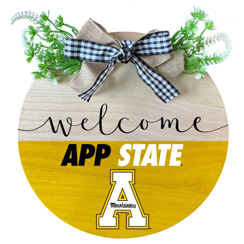 Appalachian State Wooden Wreath Welcome Sign Officially Licensed Collegiate Product Single