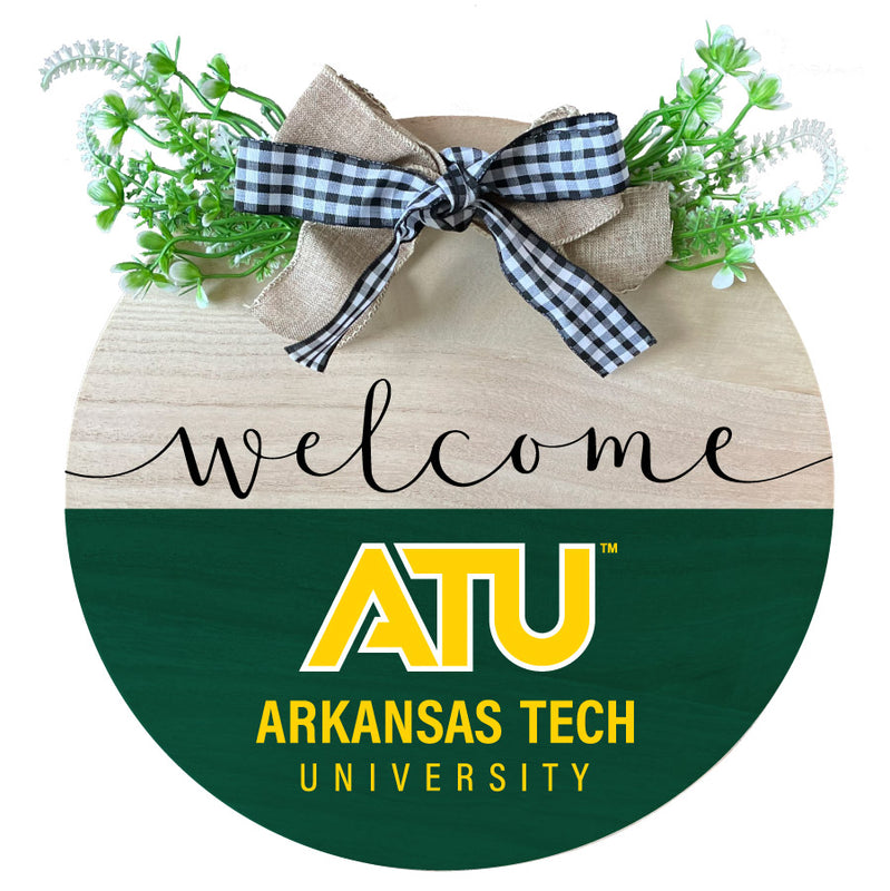 Arkansas Tech University Wooden Wreath Welcome Sign Officially Licensed Collegiate Product 2-Pack