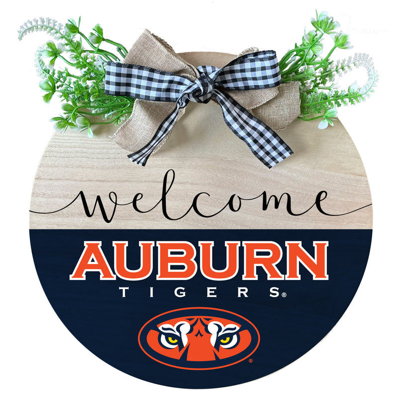 Auburn Tigers Wooden Wreath Welcome Sign Officially Licensed Collegiate Product Single