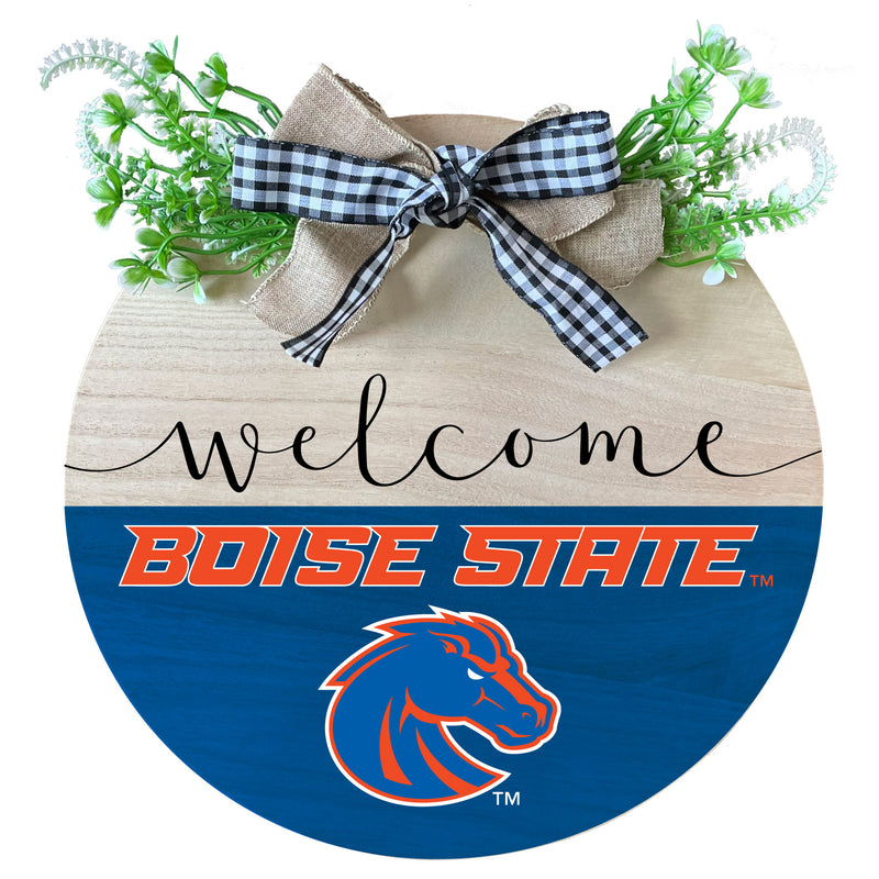 Boise State Broncos Wooden Wreath Welcome Sign Officially Licensed Collegiate Product 2-Pack