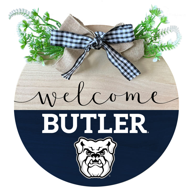 Butler Bulldogs Wooden Wreath Welcome Sign Officially Licensed Collegiate Product 2-Pack
