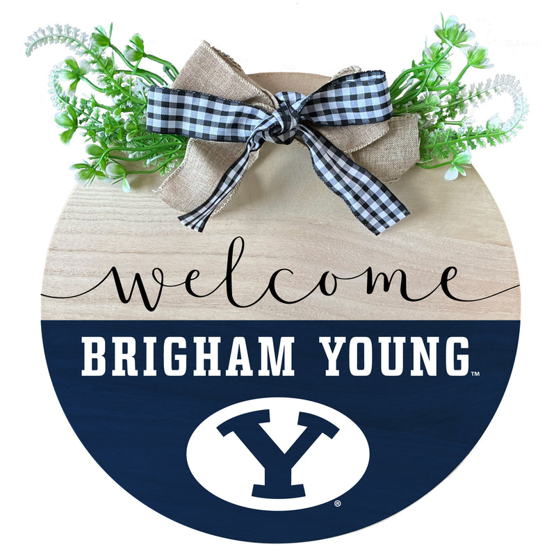 Brigham Young Cougars Wooden Wreath Welcome Sign Officially Licensed Collegiate Product Single