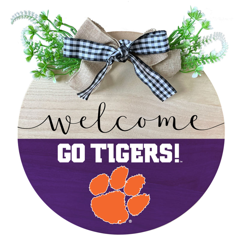 Clemson Tigers Wooden Wreath Welcome Sign Officially Licensed Collegiate Product 2-Pack