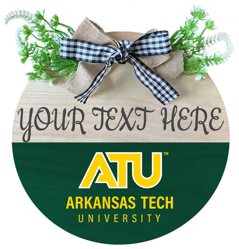 Arkansas Tech University Customizable Wooden Wreath Welcome Sign Officially Licensed Collegiate Product Single