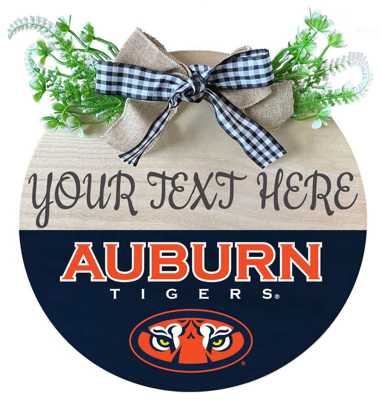Auburn Tigers Customizable Wooden Wreath Welcome Sign Officially Licensed Collegiate Product Single