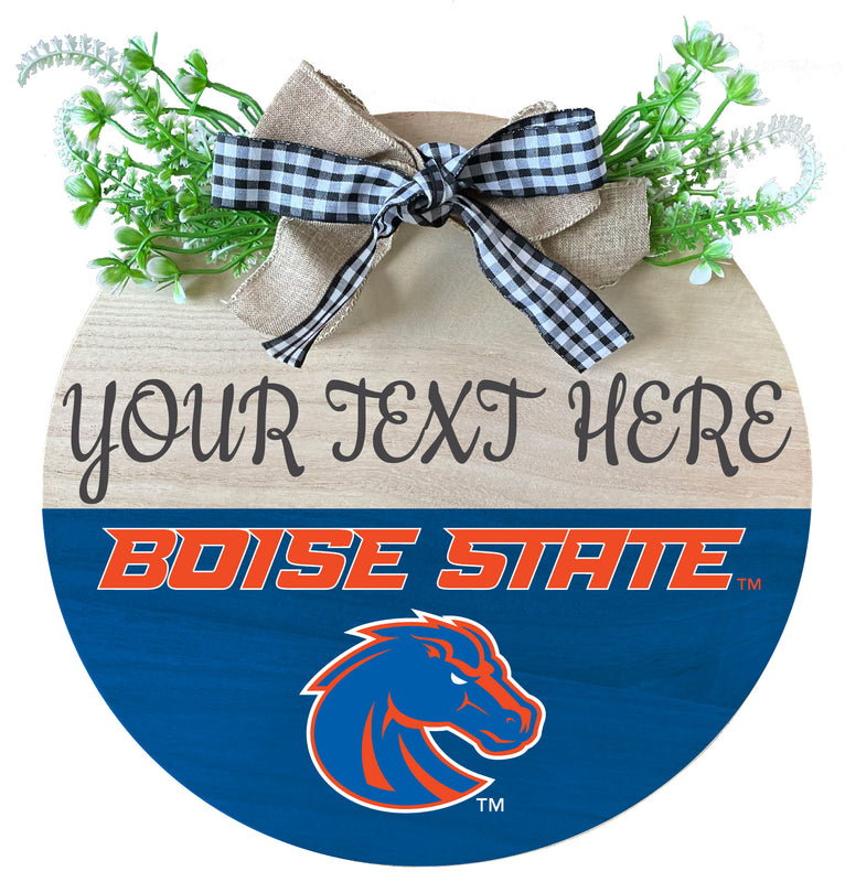 Boise State Broncos Customizable Wooden Wreath Welcome Sign Officially Licensed Collegiate Product Single