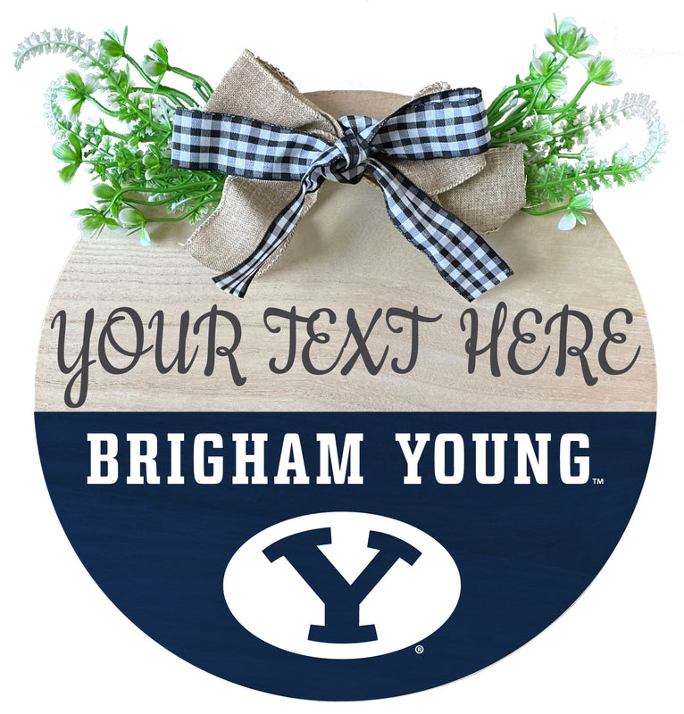 Brigham Young Cougars Customizable Wooden Wreath Welcome Sign Officially Licensed Collegiate Product Single