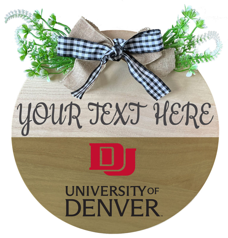 University of Denver Pioneers Customizable Wooden Wreath Welcome Sign Officially Licensed Collegiate Product Single
