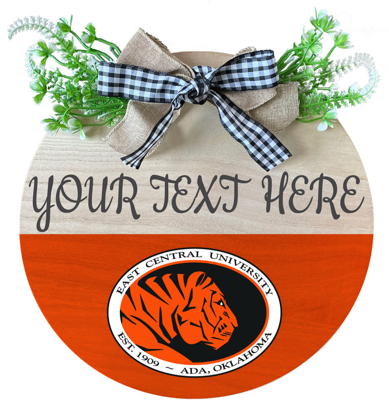 East Central University Tigers Wooden Wreath Welcome Sign Officially Licensed Collegiate Product