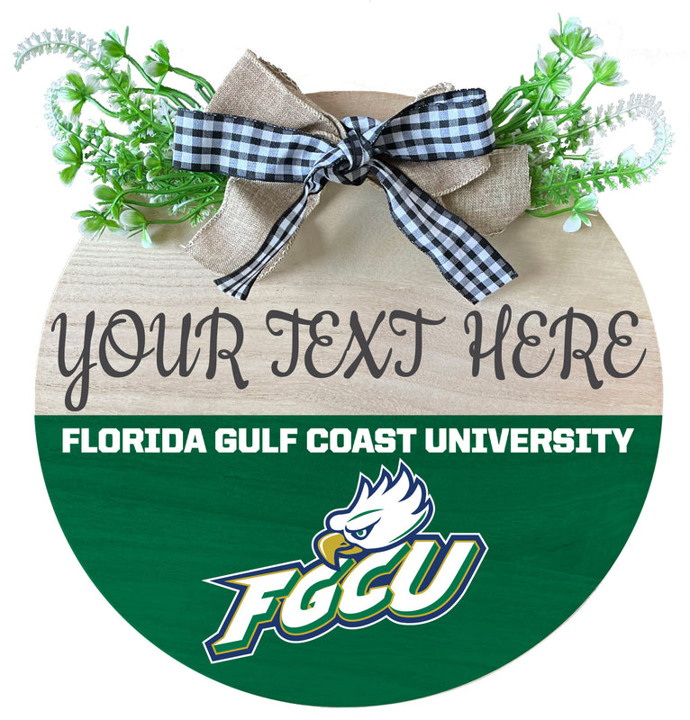 Florida Gulf Coast Eagles Customizable Wooden Wreath Welcome Sign Officially Licensed Collegiate Product Single