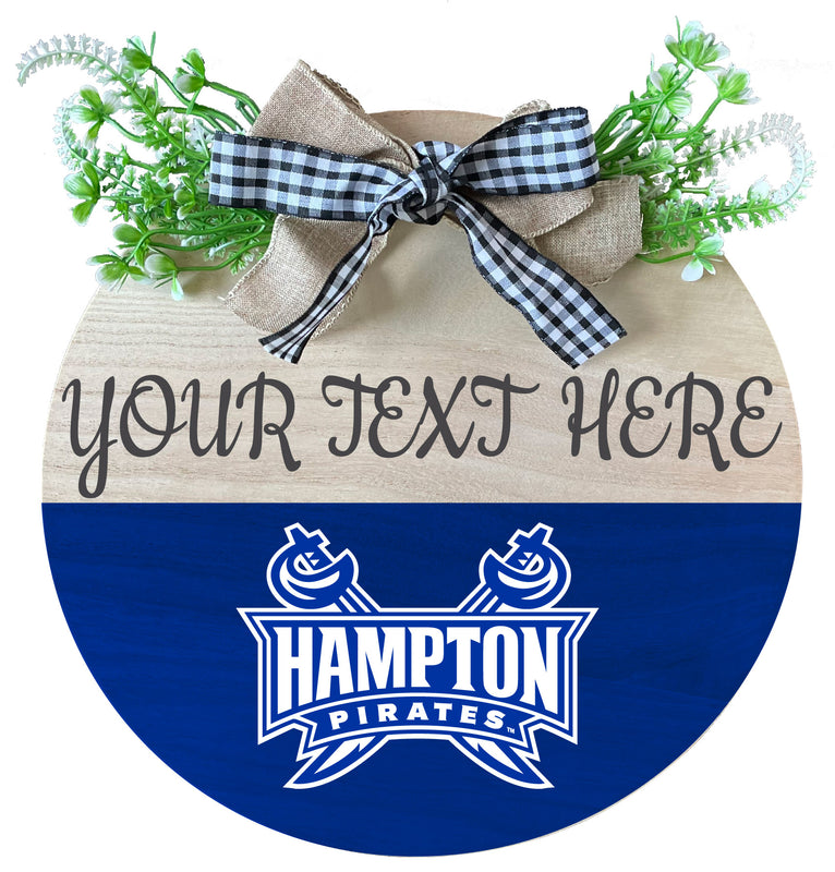 Hampton University Customizable Wooden Wreath Welcome Sign Officially Licensed Collegiate Product Single
