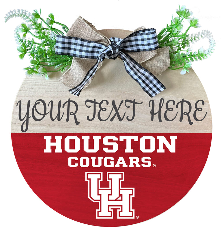 University of Houston Customizable Wooden Wreath Welcome Sign Officially Licensed Collegiate Product Single