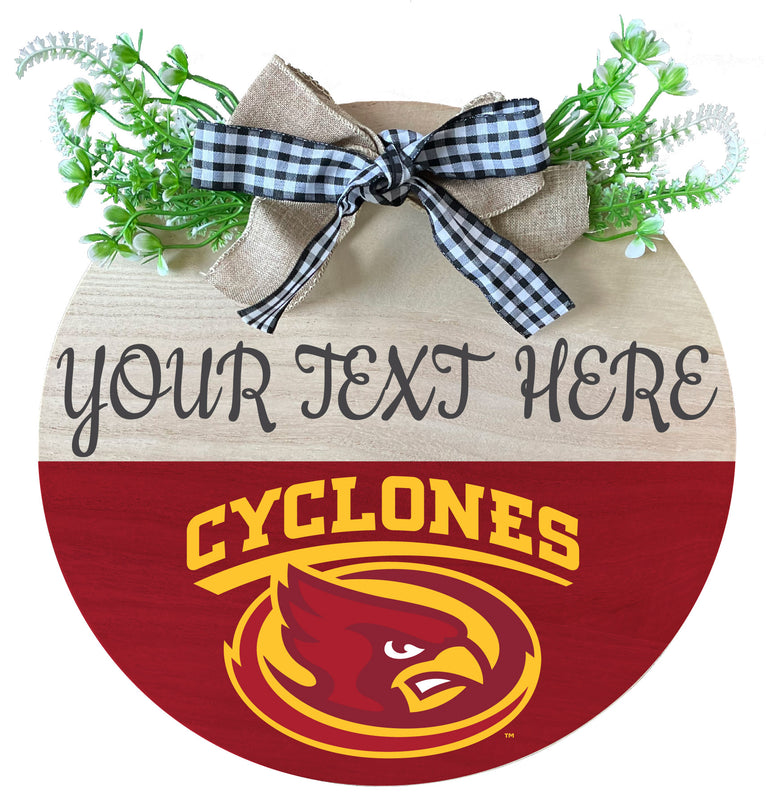 Iowa State Cyclones Customizable Wooden Wreath Welcome Sign Officially Licensed Collegiate Product 2-Pack