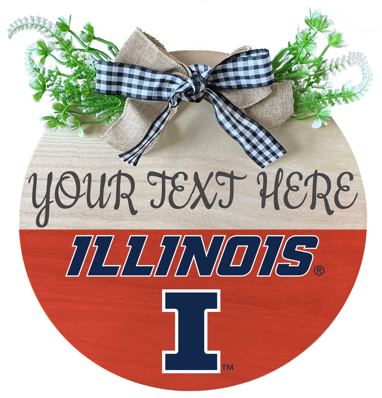 Illinois Fighting Illini Wooden Wreath Welcome Sign Officially Licensed Collegiate Product