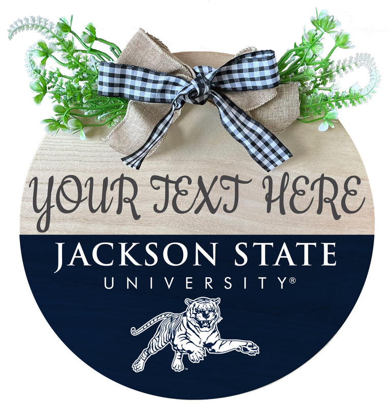 Jackson State University Customizable Wooden Wreath Welcome Sign Officially Licensed Collegiate Product Single