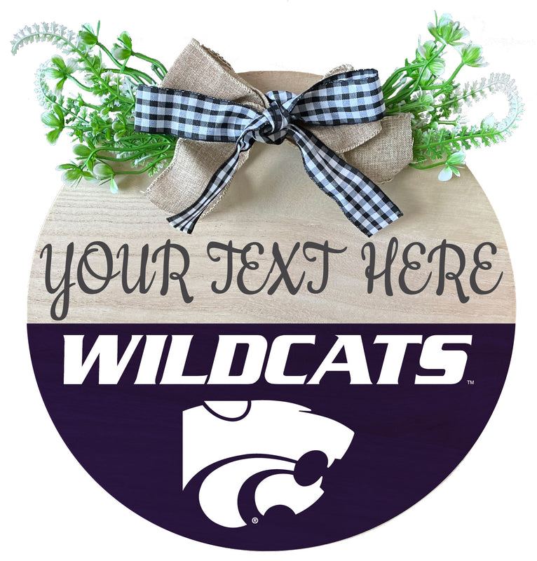 Kansas State Wildcats Customizable Wooden Wreath Welcome Sign Officially Licensed Collegiate Product 2-Pack