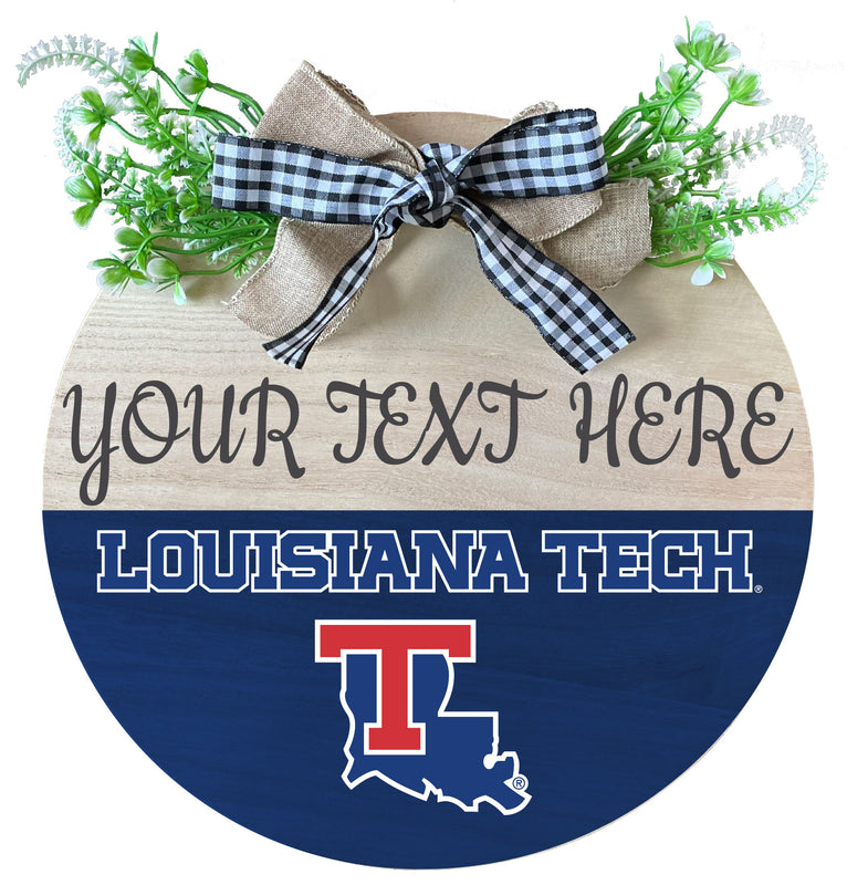 Louisiana Tech Bulldogs Customizable Wooden Wreath Welcome Sign Officially Licensed Collegiate Product Single