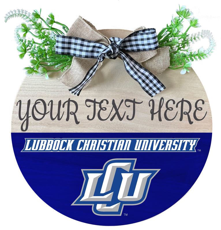 Lubbock Christian University Chaparral Wooden Wreath Welcome Sign Officially Licensed Collegiate Product