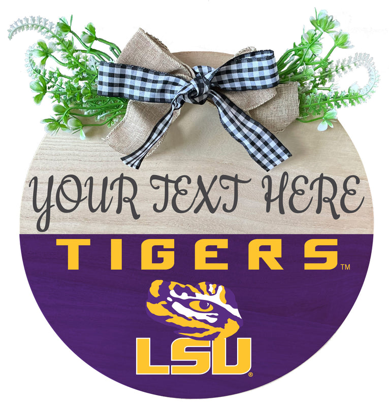 LSU Tigers Customizable Wooden Wreath Welcome Sign Officially Licensed Collegiate Product Single
