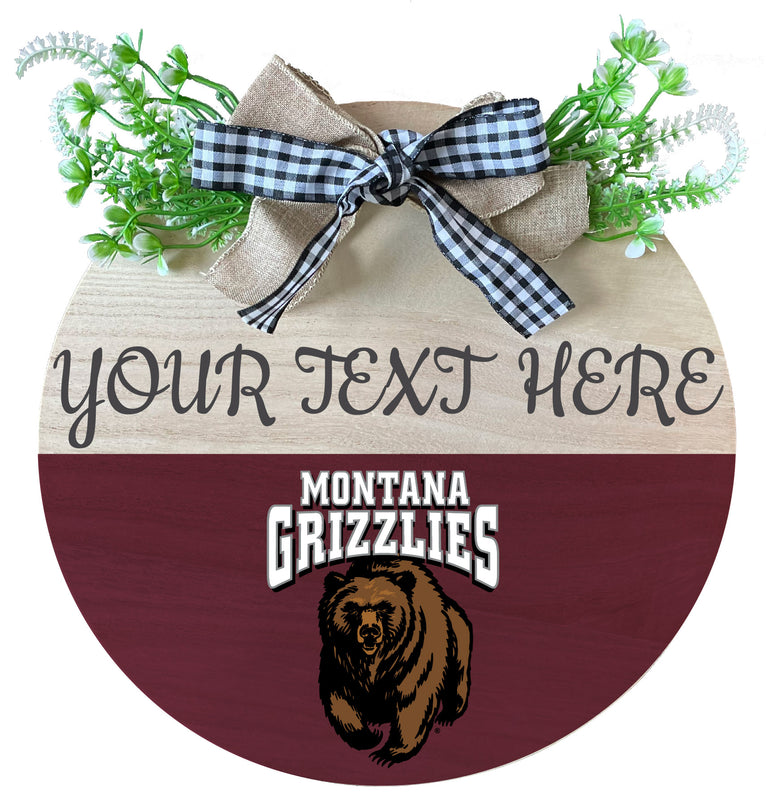 Montana University Customizable Wooden Wreath Welcome Sign Officially Licensed Collegiate Product Single
