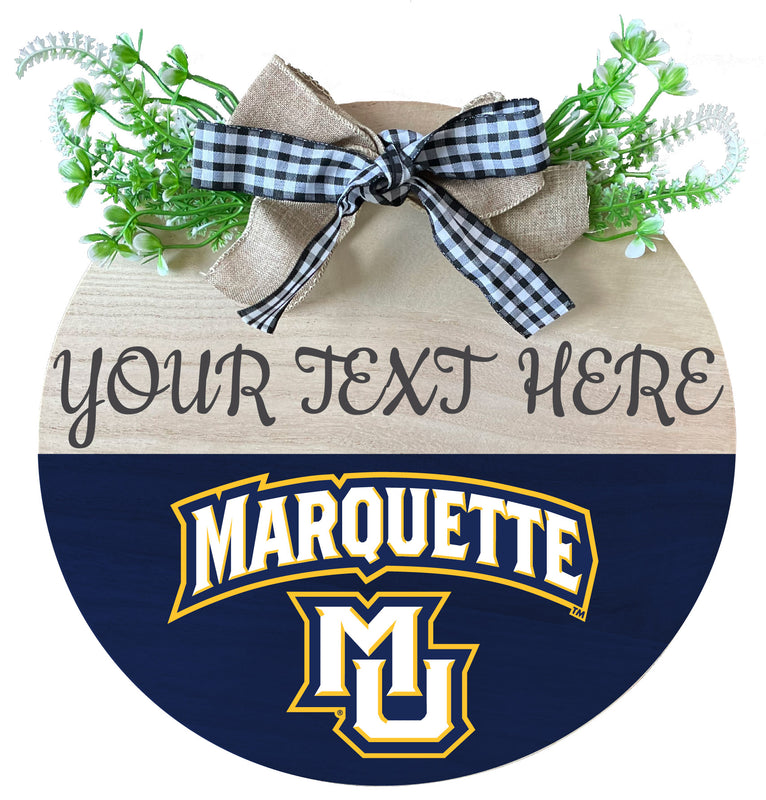 Marquette Golden Eagles Customizable Wooden Wreath Welcome Sign Officially Licensed Collegiate Product Single